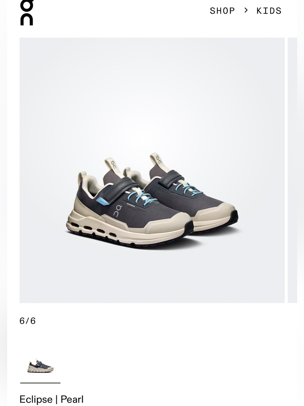 On Running Cloudhero Kids Waterproof Eclipse | Pearl size 2.5 preowned